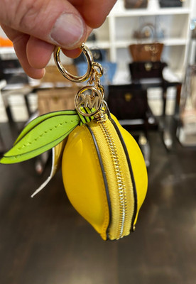 Michael Kors Lemon Zip Coin Purse Key Chain Ring Fob Giftables