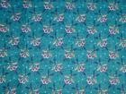 Vtg 60s Condord Cotton Organdy Fabric Turquoise W/ Flowers Leaves 45.5" x 3 Yds