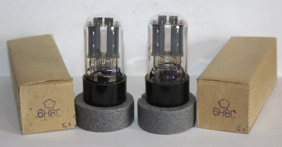 ONE PAIR OF RUSSIAN 6H8C 6SN7GT AUDIO DOUBLE TRIODES .. TESTED .. NOS - Image 1 of 1