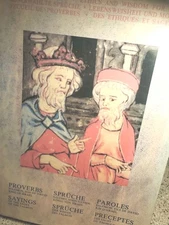 Old Selected Sayings Proverbs In 3 Languages, English Hebrew German + Great Art