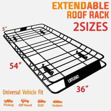 54" Universal Roof Rack Cargo Basket with Cargo Net Heavy Duty Steel Carrier