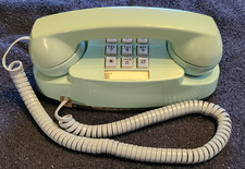 1982 TEAL/GREEN PRINCESS ROTARY DIAL TELEPHONE MODEL 2702BM CRACK IN CASE TESTED