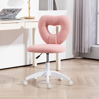 Schreibtischstuhl Bürostuhl Rosa 45x56x88cm Teddy-Fleece Drehbar