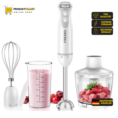 Stabmixer 1000W 4-in-1 Edelstahl Pürierstab mit stufenloser Geschwindigkeitsrege