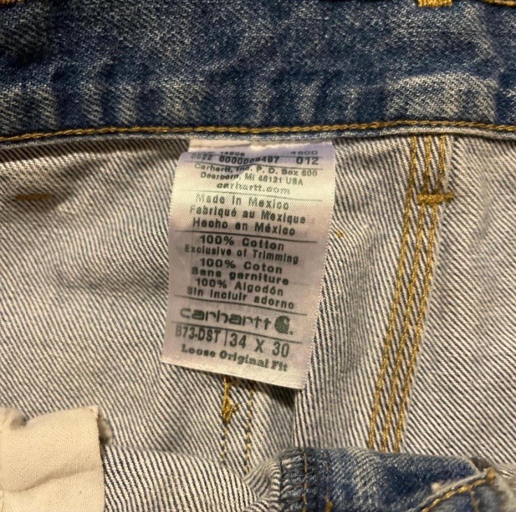 Vintage Blue Carhartt Distressed Double Knee 34/30 thumbnail 3