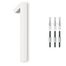 6 inch White Floating House Number 1 Metal Modern Mailbox Decor Number