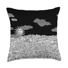 Vista Mediterranea dreamlike journey took place Fornasetti Throw Pillow 18x18