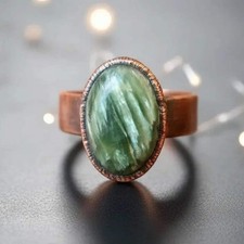Handcrafted Copper Seraphinite Ring for Heart Healing Talisman Jewelry