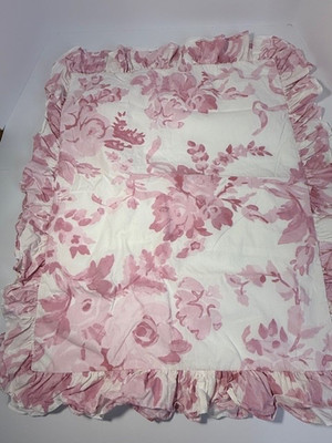 Pottery Barn Teen LoveShackFancy Standard Damask Ruffle Sham, Pink