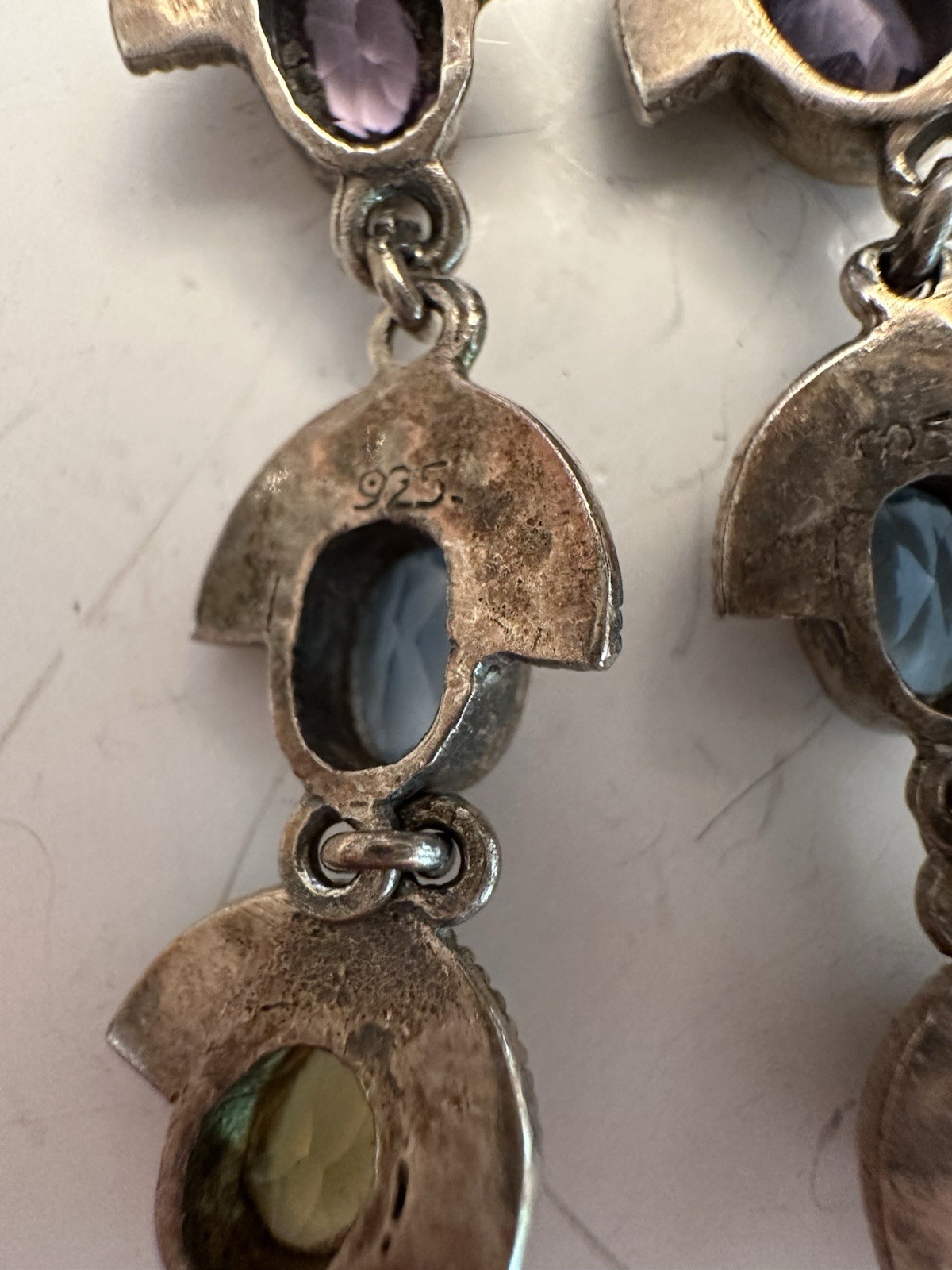 925 STERLING SILVER DANGLE MULTI GEMSTONE MARCASI… - image 11