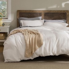 Ivory White Waffle Duvet Cover King Size, Luxury, Soft  Breathable Comforter