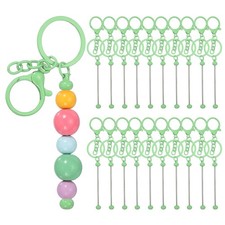 20Pcs Beadable Keychains, DIY Beaded Keychain Making Kit, Candy Light Green