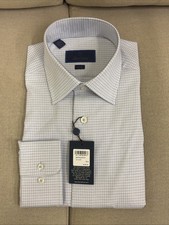 David Donahue Slim Fit Dress Shirt Men's 16 x 32/33 Light Blue Button Closure
