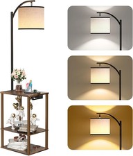 Floor Lamp W/ Table End Table Living Room W/ Lamp Shelves Side Table W/ Charging