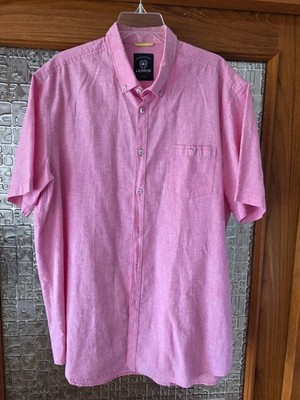 Lerros Herren Hemd Kurzarm rosa Leinenstruktur  Gr. XL  Baumwolle Leinen