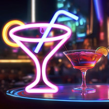 Cocktail Neon Sign Lampada Da Notte Batteria E USB Dual Powered per Bar Club Dec