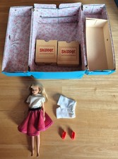 1964 VINTAGE SKIPPER BLUE CARRYING CASE MATTEL with DOLL, SHOES CLOTHES Barbie