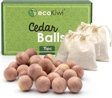Cedar Balls for Clothes Storage 75 Pack - 100% Natural Red Cedar Blocks 
