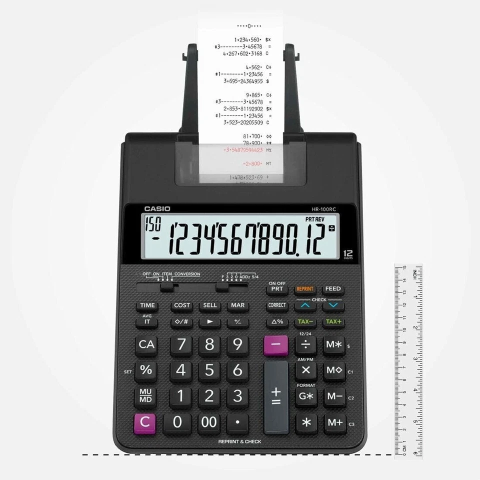Casio HR-100RC-BK 150 Steps Check & Correct Printing Calculator with Reprint - Image 4 of 4