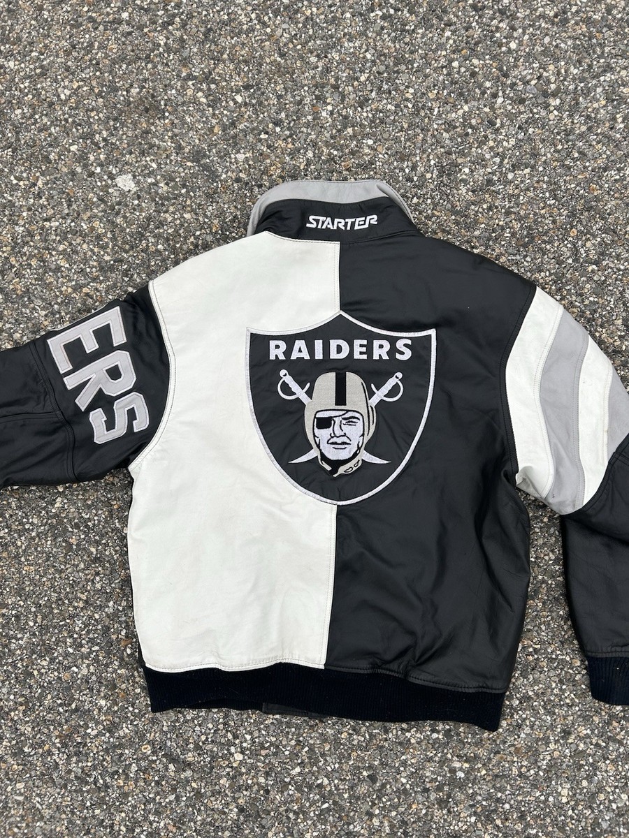 VTG Oakland Raiders Leather Starter Jacket L Huge Logo