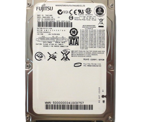 Fujitsu MHW2160BJ G2 CA06855-B076 0EFEDD-0000001A (K30) Thailand 160gb Sata 2007 - Picture 2 of 4