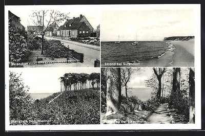 Postcard Surendorf, forest path near Eckernholm, cliffs Denmark. Nienhof, street section, S 