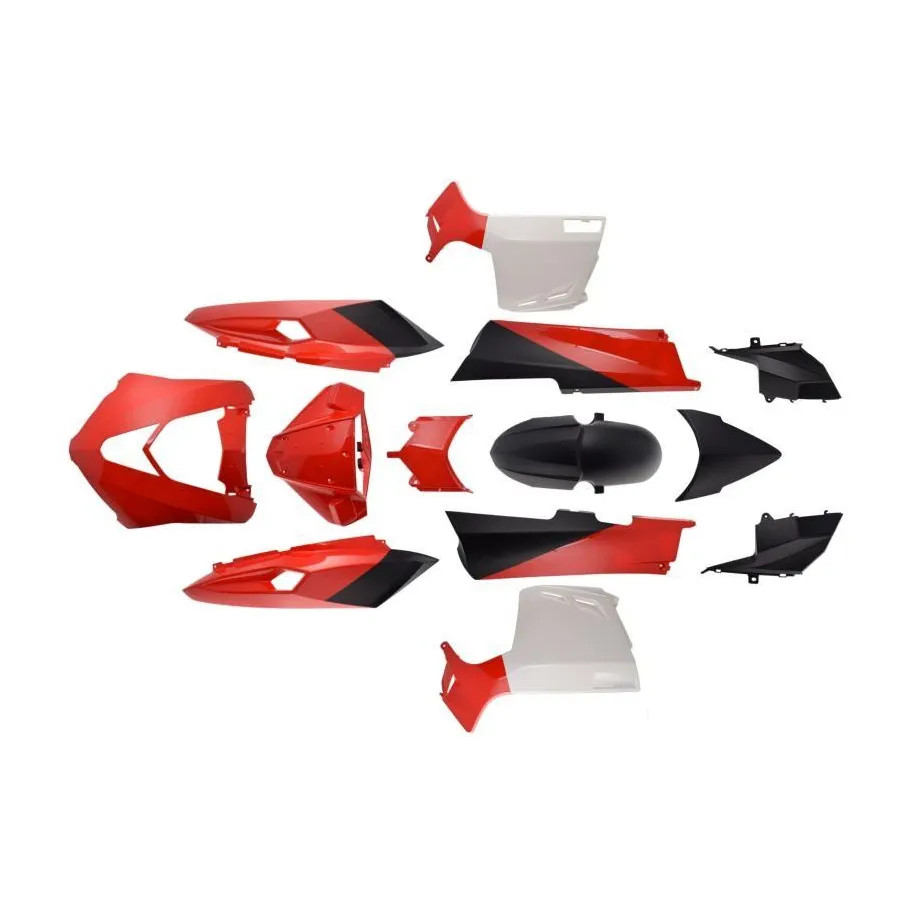 Réparer carénage cassé Longjia LJ50 avec ce kit carrosserie rouge
