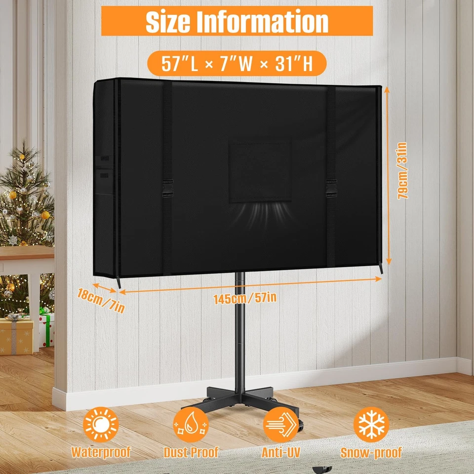 Mobile Outdoor TV Stand Cover, 45-60 Inch Heavy Duty 600D Oxford Fabric Water... - Image 2 of 4