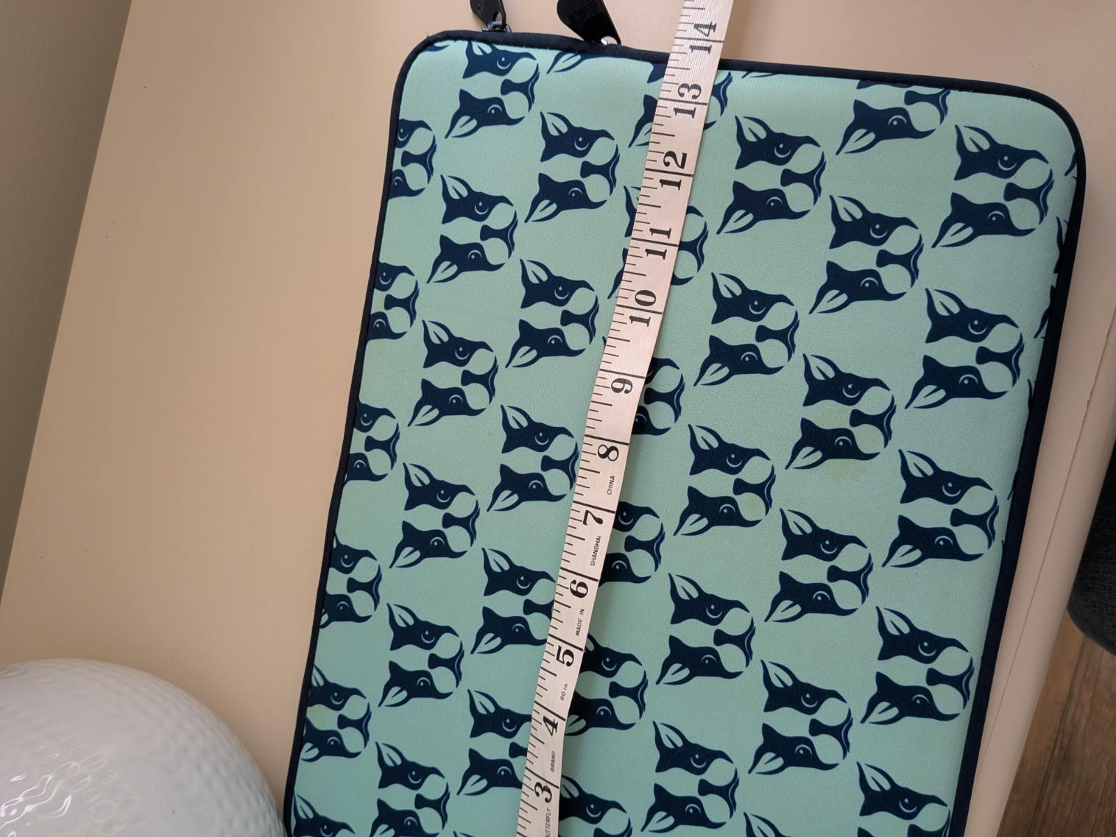 Dabney Lee 14" Laptop Sleeve Case Blue Frenchie Dog Print Padded Zip Computer Ba - Thumbnail 3