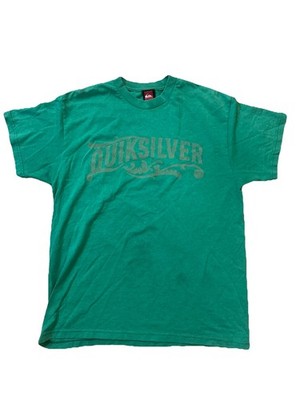 Vintage Quicksilver Spell-Out Sun-Faded Distressed T-Shirt Size XL