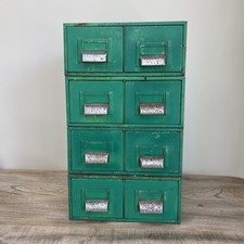 Vintage Industrial Metal Parts Drawers Green Workshop Storage Factory 8 Drawer