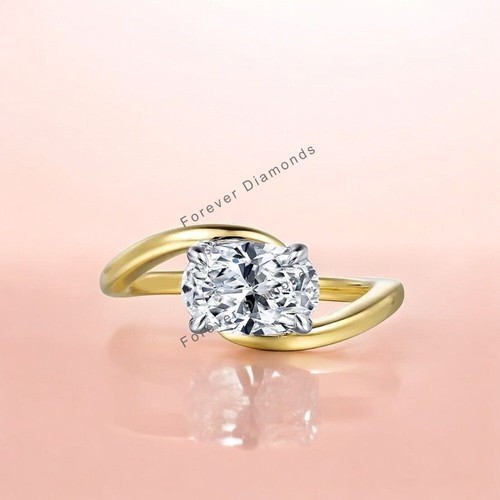 14k Gold Multi Tone 1.50 Ct IGI Oval Cut Lab Created Diamond Engagement Ring - Picture 2 of 13