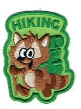 Boy Girl Trail HIKING HIKE HIKER raccoon trip Fun Patches GUIDE SCOUTS Miles