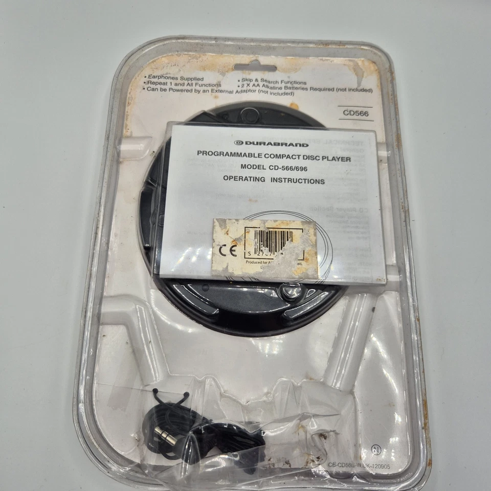 Reproductor de CD portátil Durabrand Walkman CD-566 con auriculares nuevo en caja Foto 3 de 3