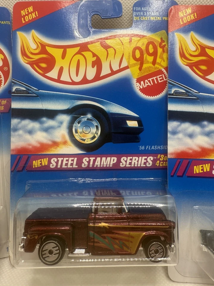Hot Wheels Steel Stamp Series 1995 (5 Car Lot) NIP Passion/57 Chevy/Zender/Truck - Bild 3 von 4