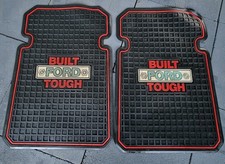 Vintage Built Ford Tough Truck Rubber Plasticolor Mats Pair Black F100 F150