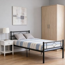 Metal Single Bed Frame 90x190cm, 3ft Iron Platform Bed for Bedroom UK STOCK