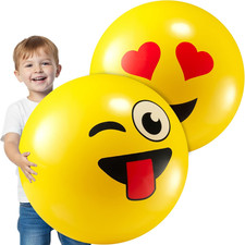 18-Inch Happy Face Playground Balls for Kids  Toddlers 2-Pack - Jumbo Size Bo