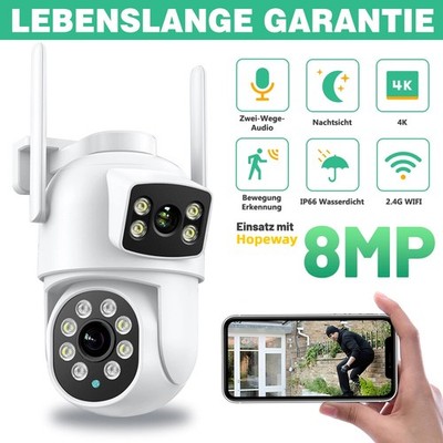 8MP 4K HD FUNK WLAN WIFI IP NETZWERK CAMERA Outdoor AUßEN ÜBERWACHUNGSKAMERA PTZ