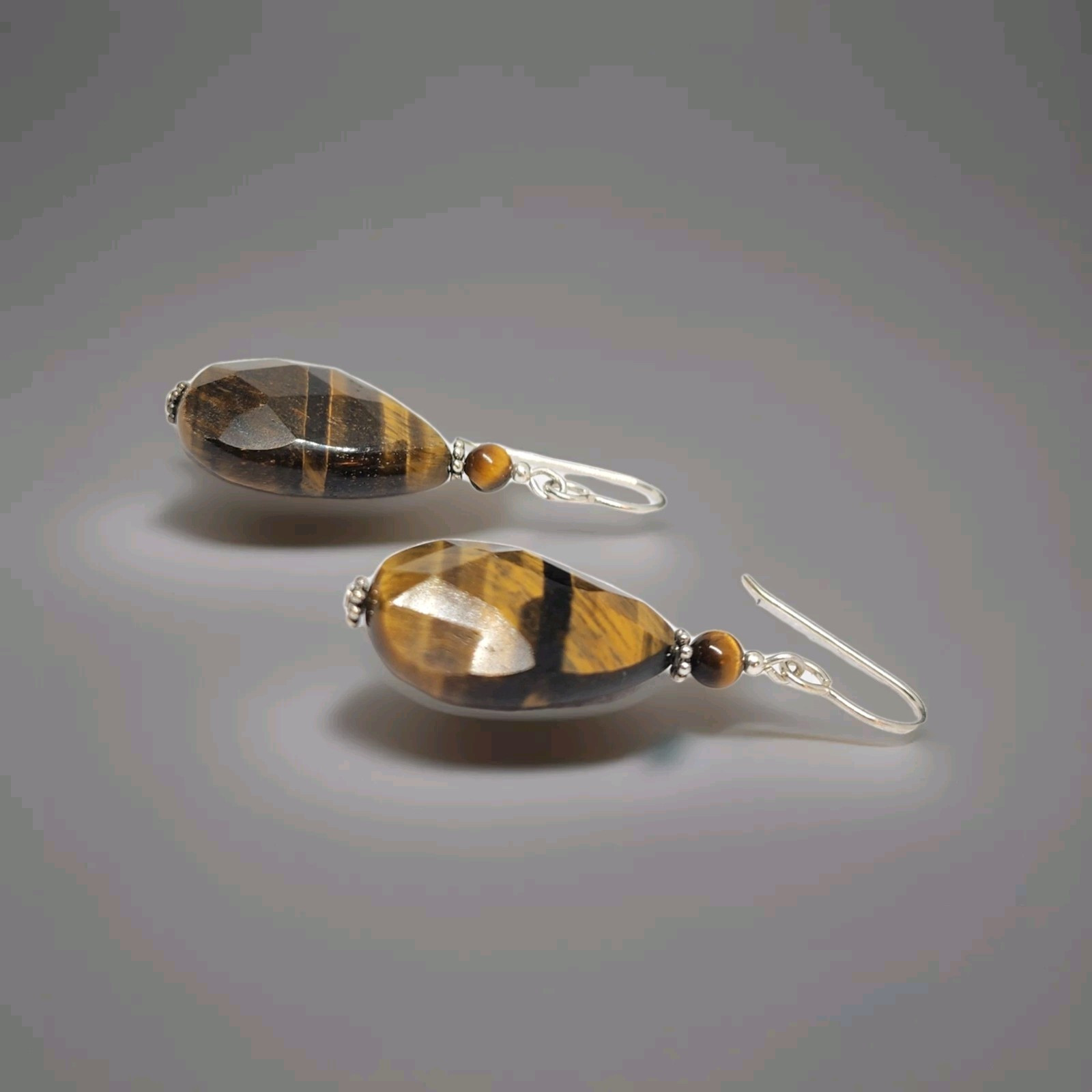 Tiger Eye Gemstone  Dangle Earrings - image 6