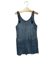 Mango Kids Light Blue Denim Dress Pinafore Contrast Stitching Size 9-10