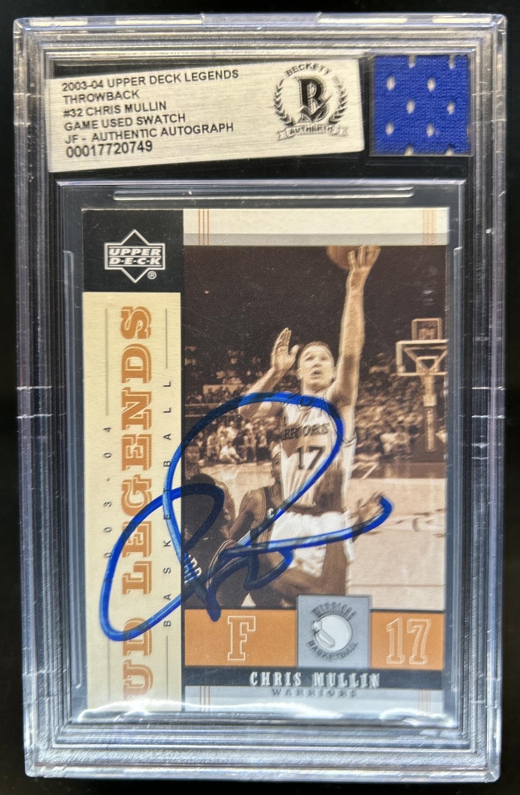 2003-04 Upper Deck Legends Chris Mullin Game Used Jersey IP Auto BGS Authentic