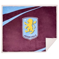 Aston Villa FC Sherpa Fleece Blanket152cm x 117cm Claret/Sky Blue/White  TA13624