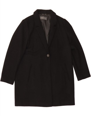 ESPRIT Womens Overcoat UK 14 Large Black Wool CU74