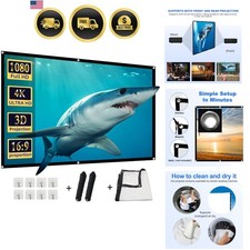 Projector Screen 84 Inch Portable Foldable Outdoor Indoor HD 4K Rear Front