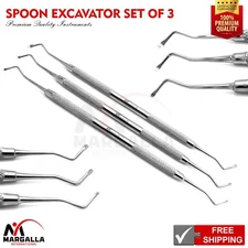 Dental Spoon Excavator Double Ended Set Of 3 Surgical Surgery Instruments CE