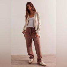 We The Free Women s Hayden Pull-On Pants Brown Cargo Utility Loose Baggy M