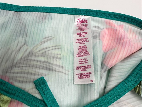 Justice 2004 Girls Tropical Bikini Set w/ Bottom Cover | Size XS | Color: Teal - Picture 5 of 5