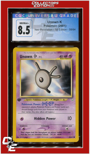 Unown [K] (1st Edition) graded CGC 8.5 for sale on eBay