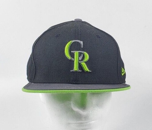 Black Lime Green Logo Fitted Hat Size 